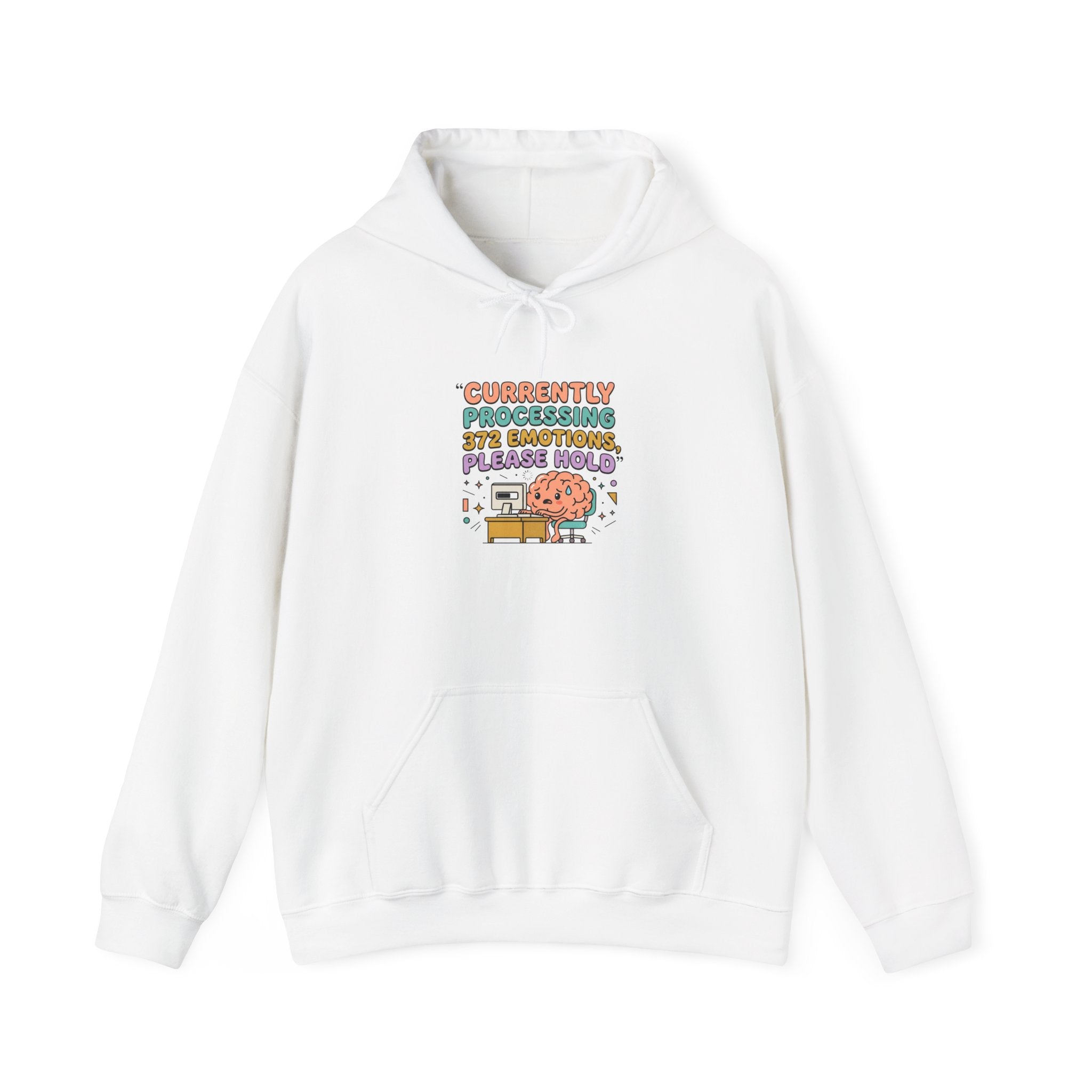 Currently Processing, Be Right Back Hoodie | mental health humor, retro wavy text