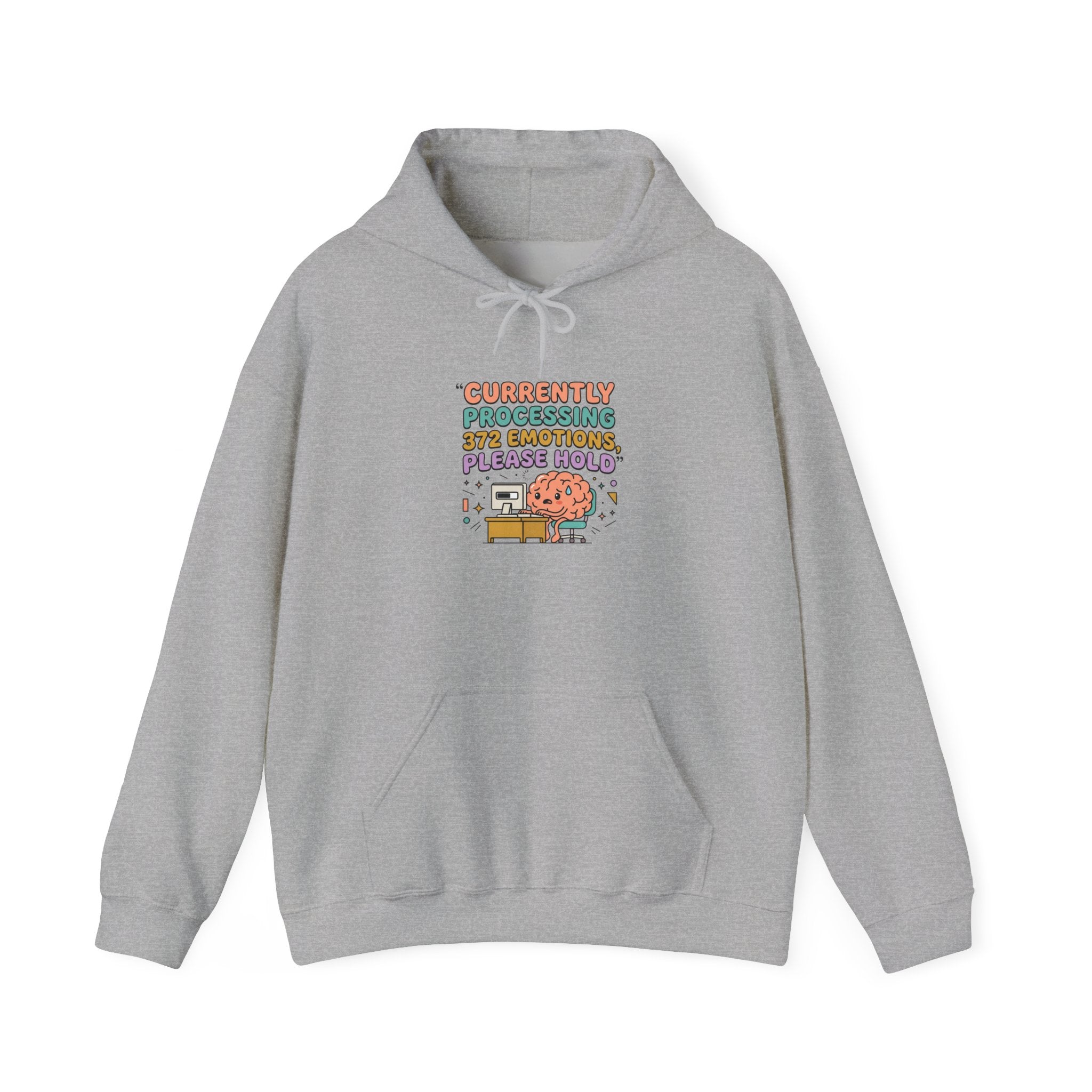 Currently Processing, Be Right Back Hoodie | mental health humor, retro wavy text