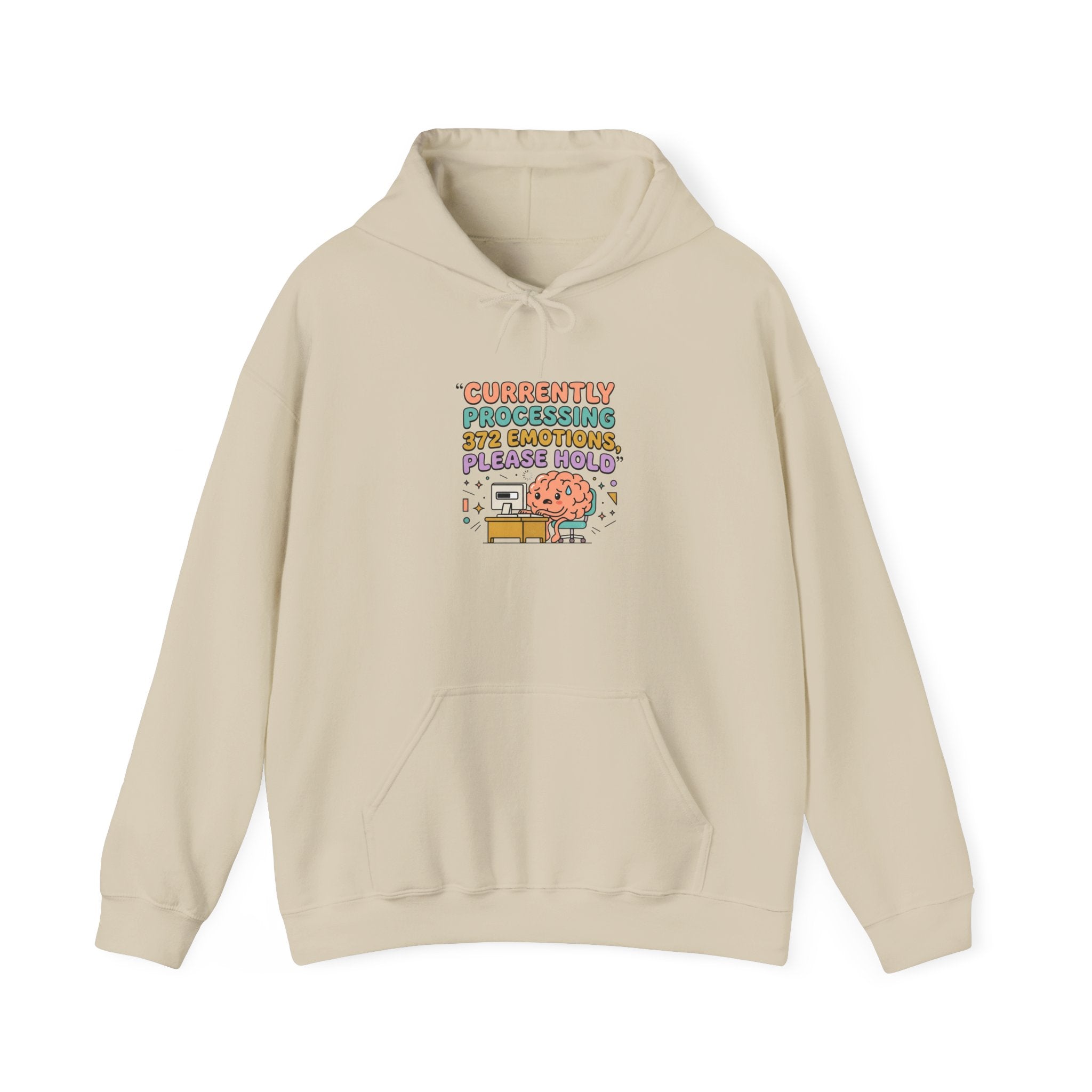 Currently Processing, Be Right Back Hoodie | mental health humor, retro wavy text