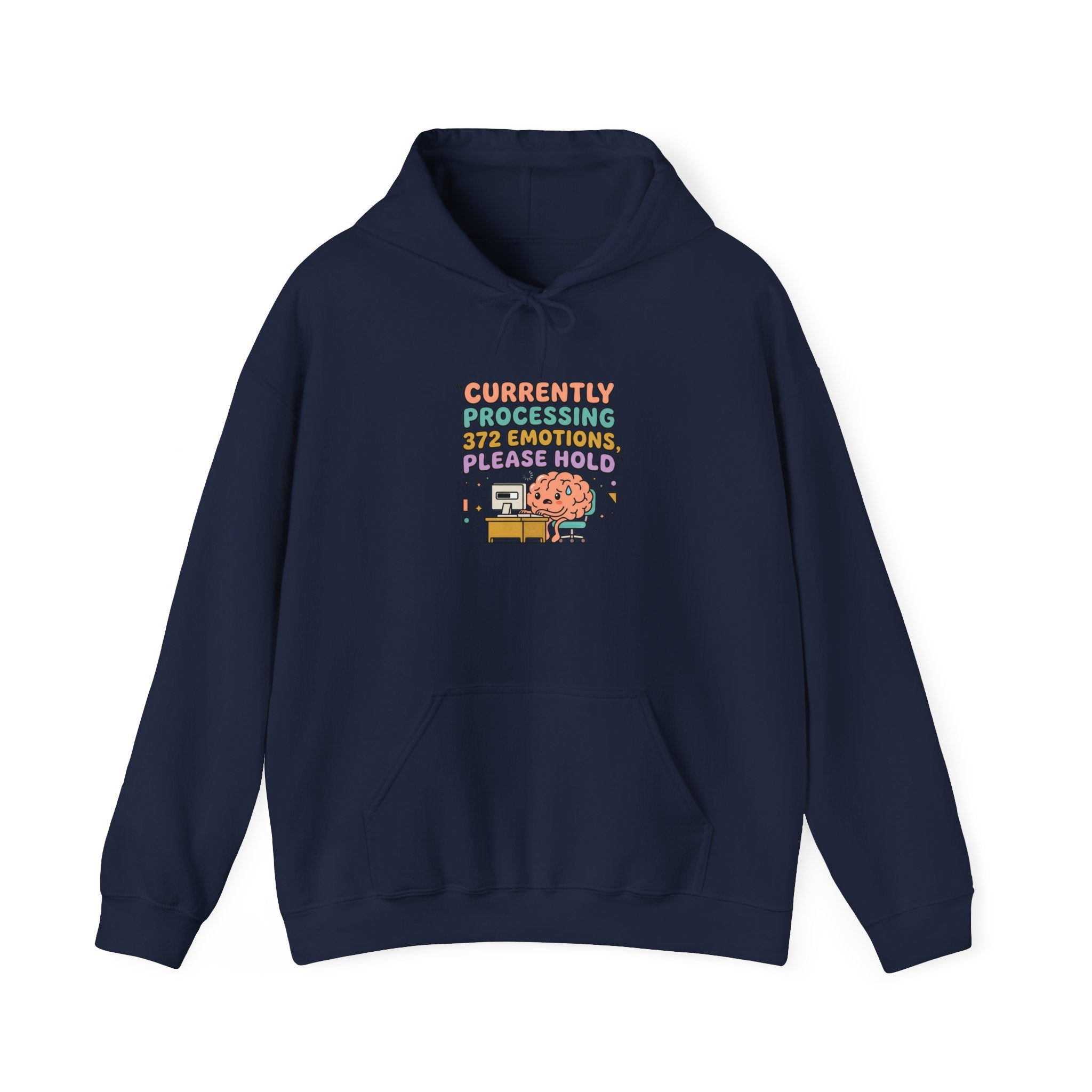 Currently Processing, Be Right Back Hoodie | mental health humor, retro wavy text
