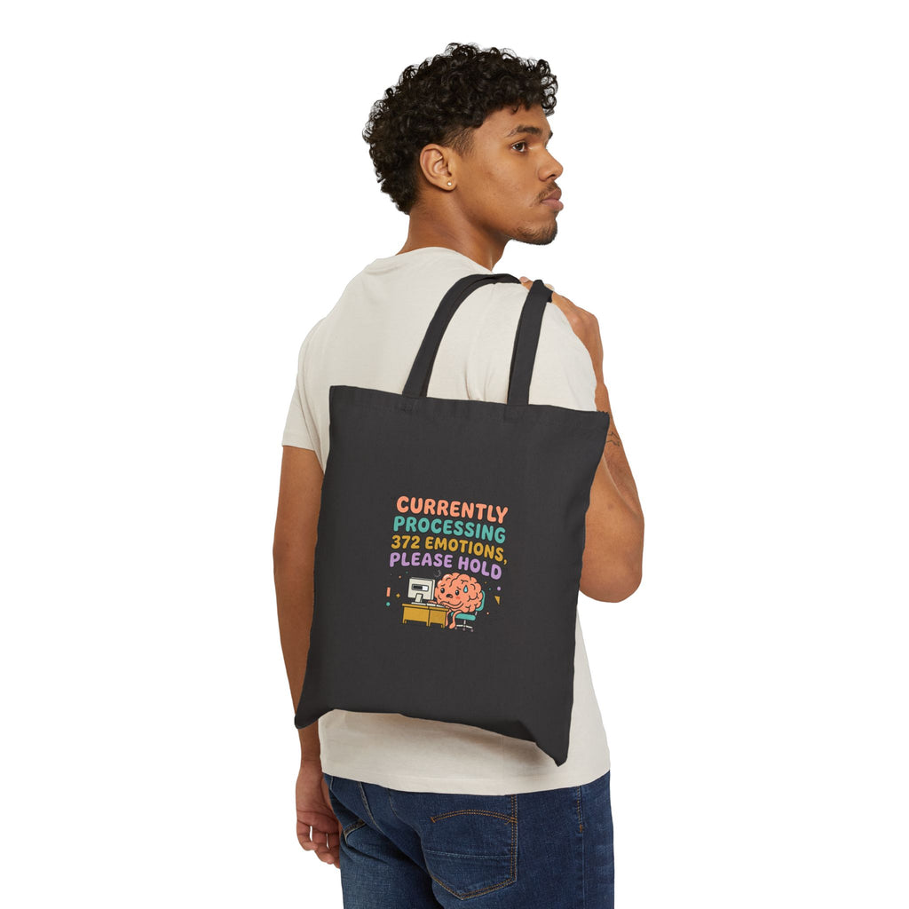 Currently Processing Emotions Tote | mental health humor, retro wavy text
